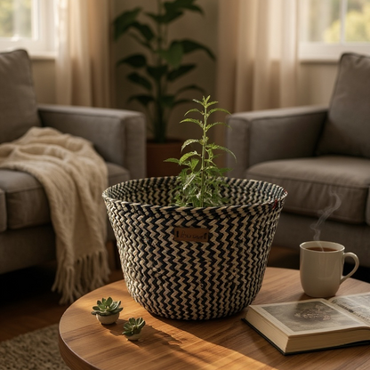 Panier Cache-Pot "Azulejo" • Ø 20 cm × H 15 cm 🌾