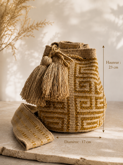 Sac seau MOCHILA Wayuu OR – Artisanat traditionnel de Colombie