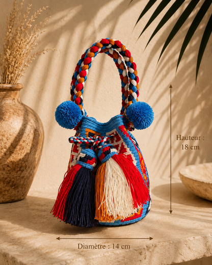 Sac seau MOCHILA Wayuu ANSES – Artisanat traditionnel de Colombie