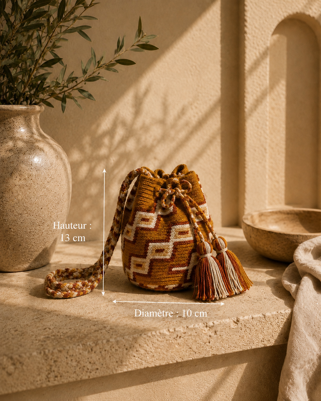 Mini-sac seau MOCHILA Wayuu – Artisanat traditionnel de Colombie