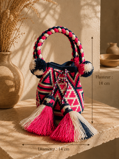 Sac seau MOCHILA Wayuu ANSES – Artisanat traditionnel de Colombie