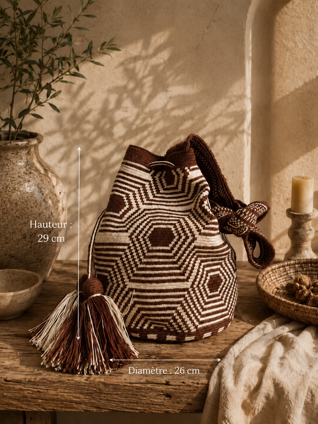 Sac seau GRAND MOCHILA Wayuu – Artisanat traditionnel de Colombie