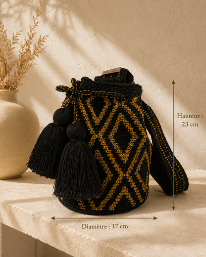 Sac seau MOCHILA Wayuu OR – Artisanat traditionnel de Colombie