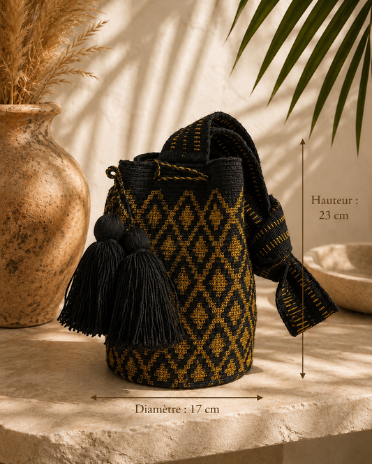 Sac seau MOCHILA Wayuu OR – Artisanat traditionnel de Colombie