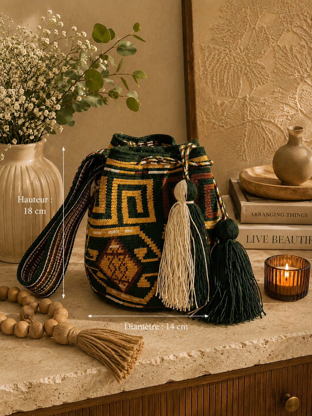 Sac seau MOCHILA Wayuu PETIT – Artisanat traditionnel de Colombie