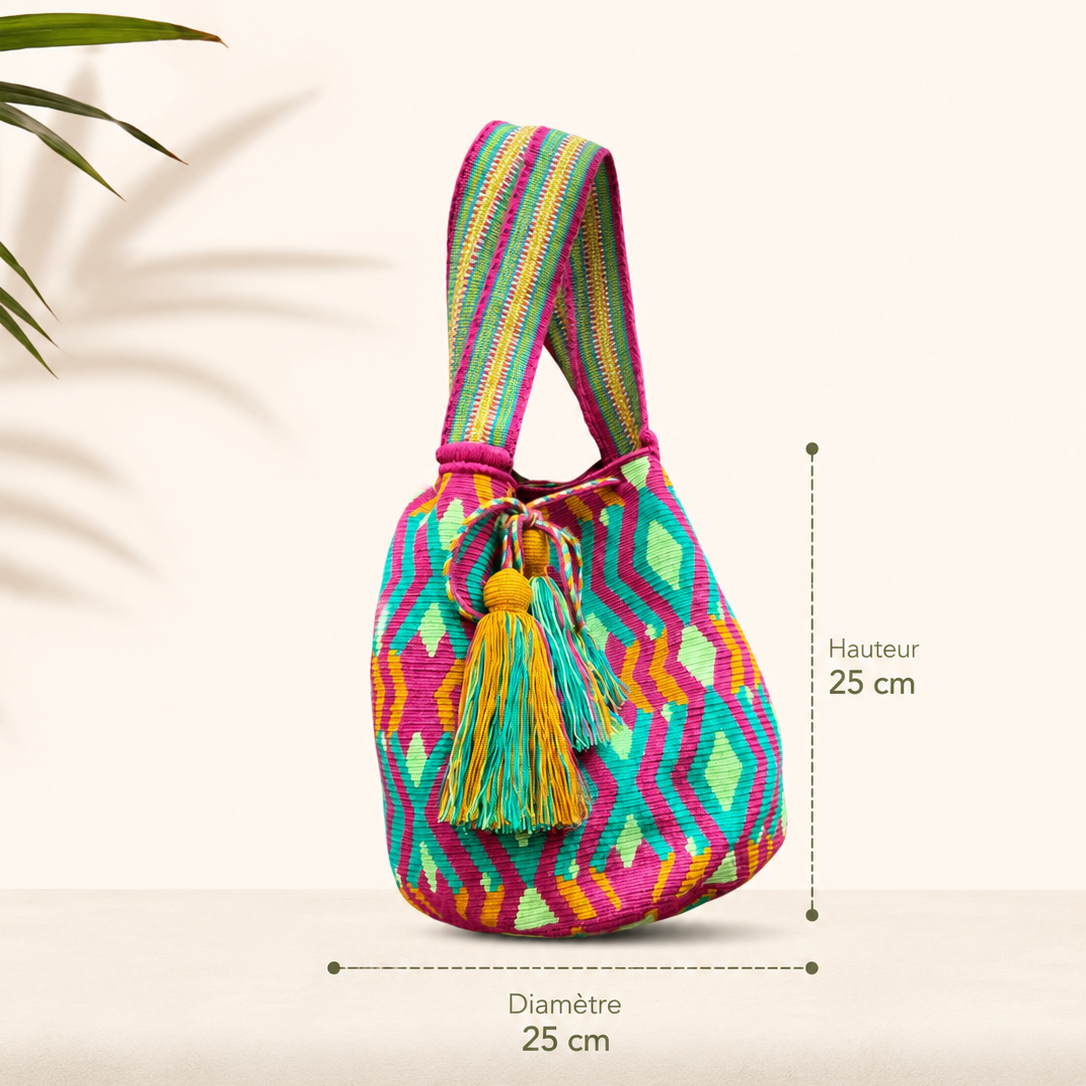 Sac seau GRAND MOCHILA Wayuu – Artisanat traditionnel de Colombie