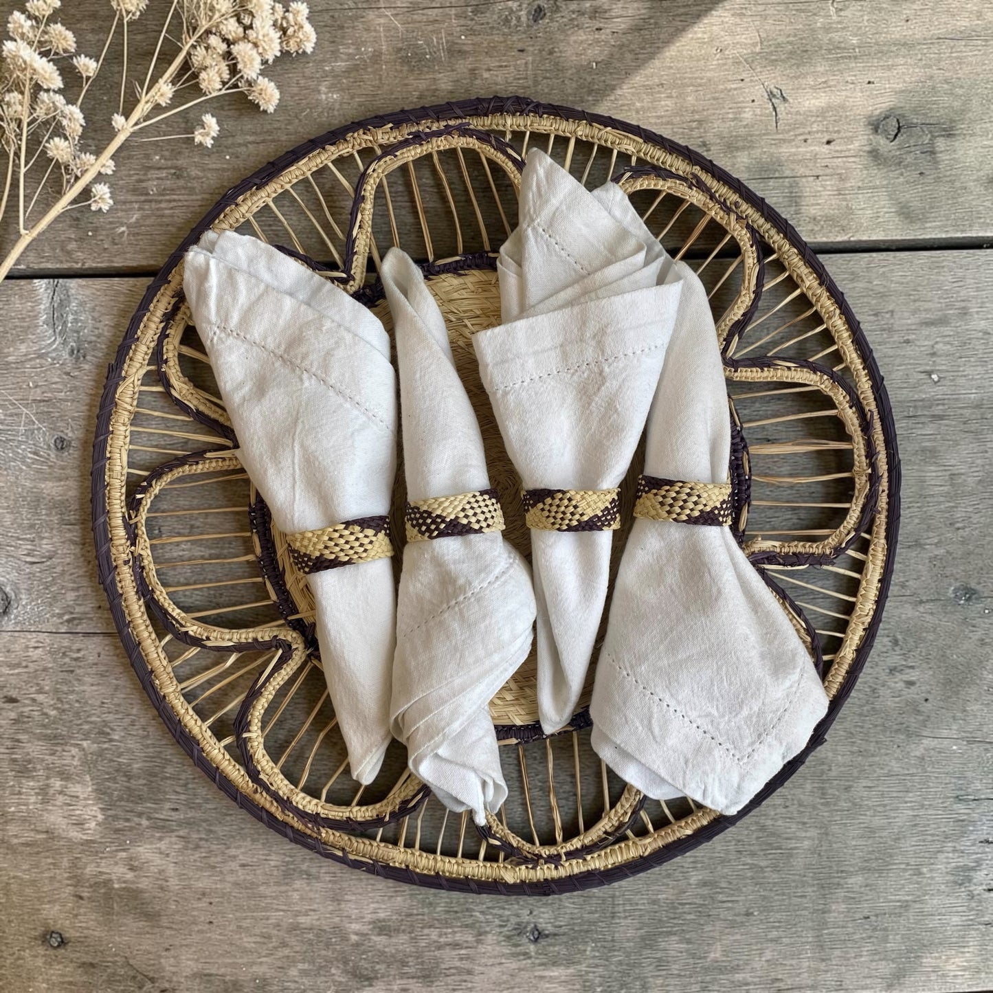 Rond de serviette "LunaIraca" – Fibre naturelle artisanale 🌙